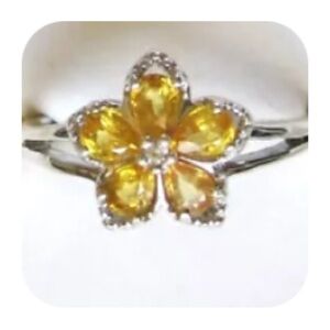 Yellow Sapphire Flower Ring